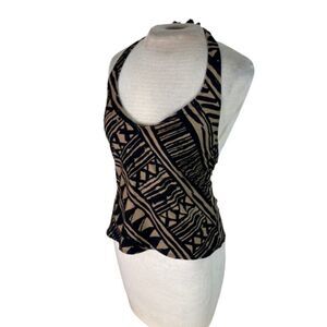 Anne Klein Swim Halter Tankini Top Brown Black Size 8
